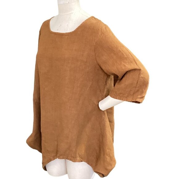 Bryn Walker 100% Linen Asymmetric Tunic Top Sz M Brown 25S - Picture 3 of 8